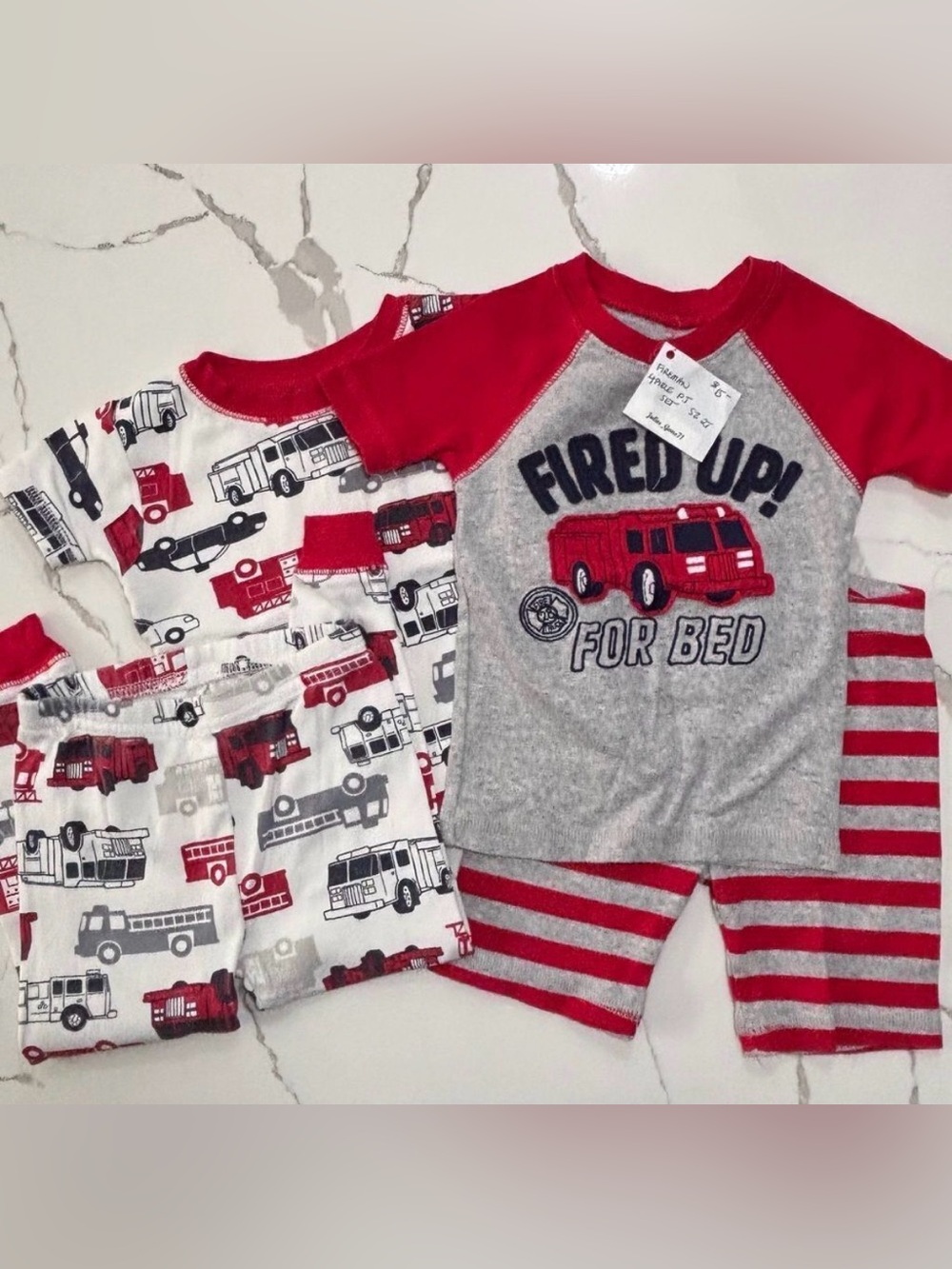 Carter’s | Boys FIREMAN 4-piece PAJAMA SET Pjs Snug Fitting Firetruck Size 2T